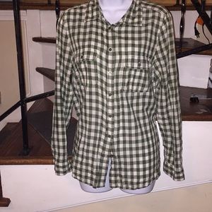 Super light large olive gingham button down